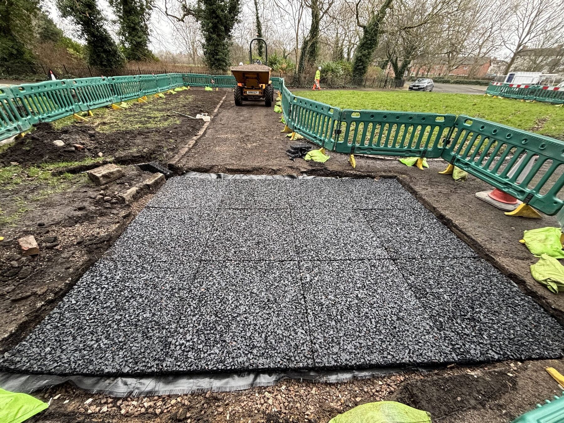 Rosehill-Drainagematten im Newsham Park verlegt