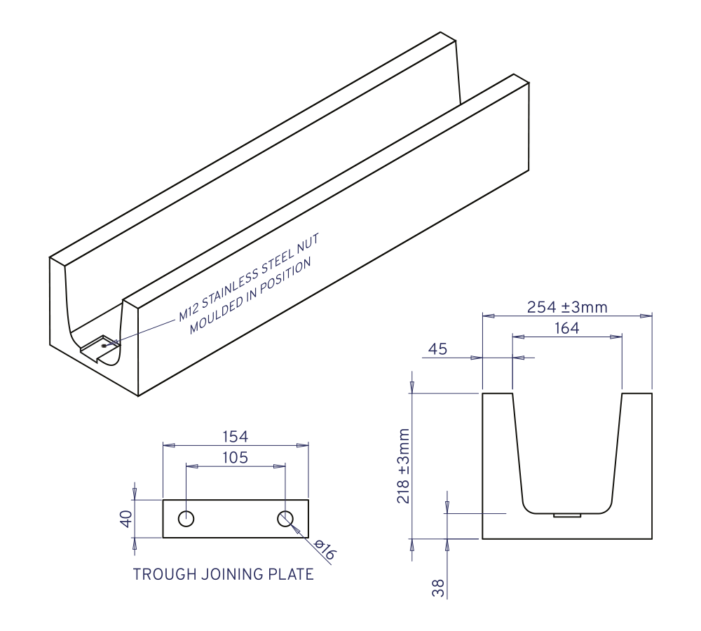 Trough B Technical Drawing
